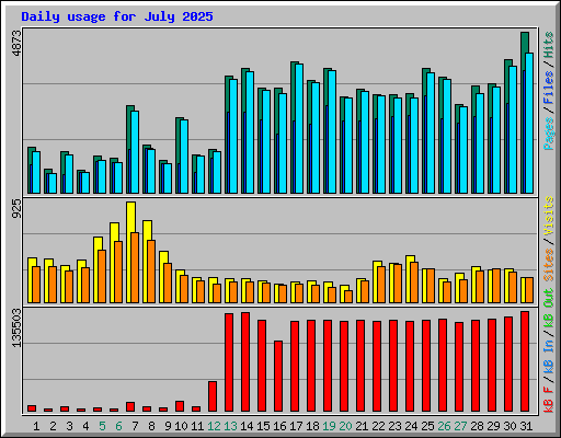 Daily usage for July 2025